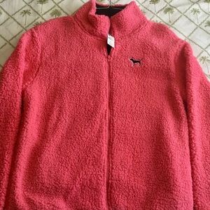 PINK Victoria’s Secret hot pink sherpa pullover